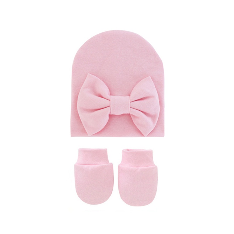Set 2 Găng Tay Cotton Mềm Mại Đính Nơ Chống Xước Cho Bé Sơ Sinh 0-3 Tháng Tuổi