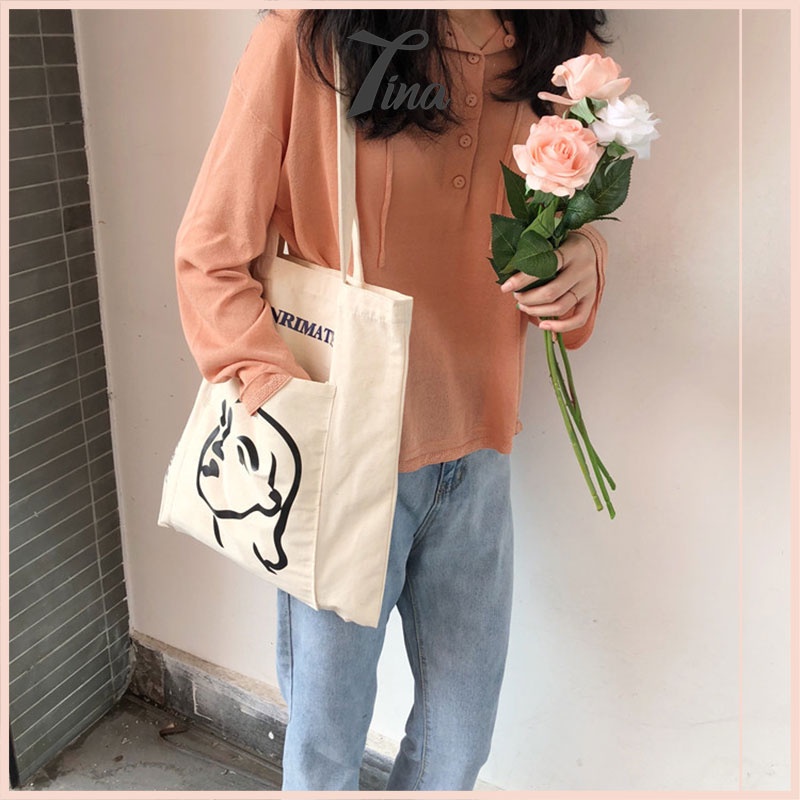 Túi tote vải đi học nữ canvas Tina shop TX037