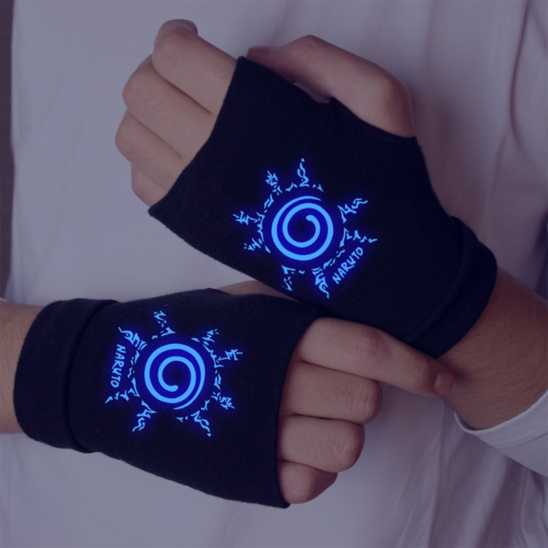 Găng tay dệt kim hở ngón hở ngón in logo Naruto nhiều kiểu tùy chọn độc đáo cho nữ