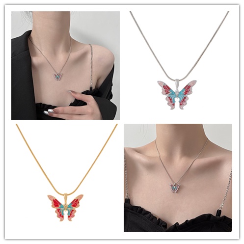 Vòng cổ Mặt Hình Bướm Màu Cầu Vồng Xinh Xắn Cho Nữ