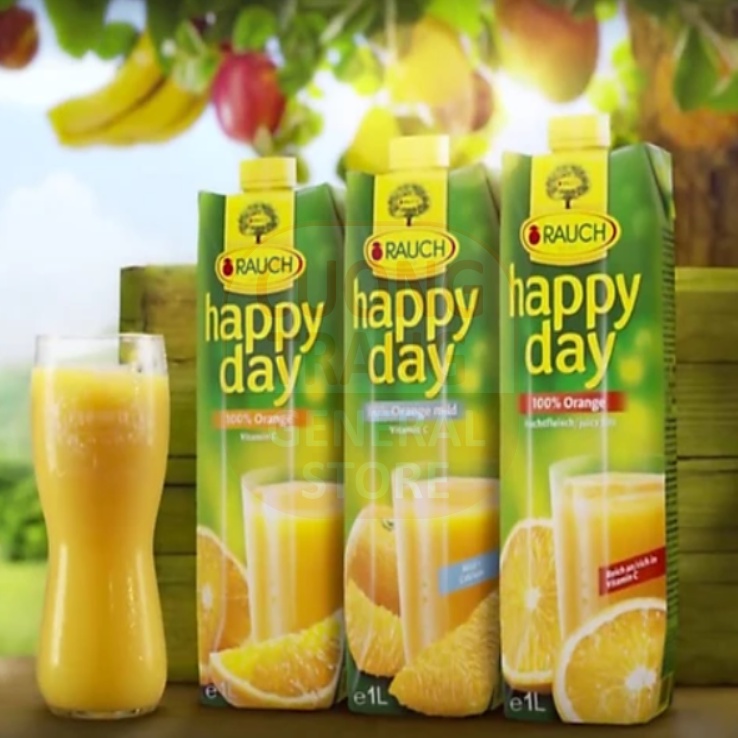 Nước ép dứa, cam, táo, chanh dây, dâu tây, anh đào, ổi, đào nguyên chất 100% Rauch - Happy Day 1L