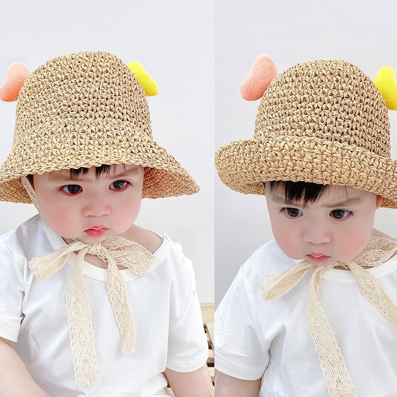 Nón cối rộng vành có dây buộc thời trang đi biển cho bé gái