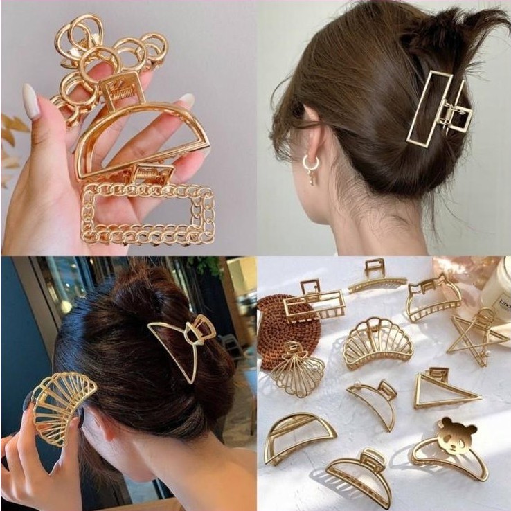 Kẹp Tóc Kim Loại Thiết Kế Đơn Giản Phong Cách Retro Hàn Quốc