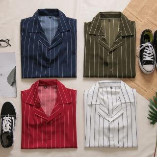 Áo sơ mi lụa kẻ sọc BTS