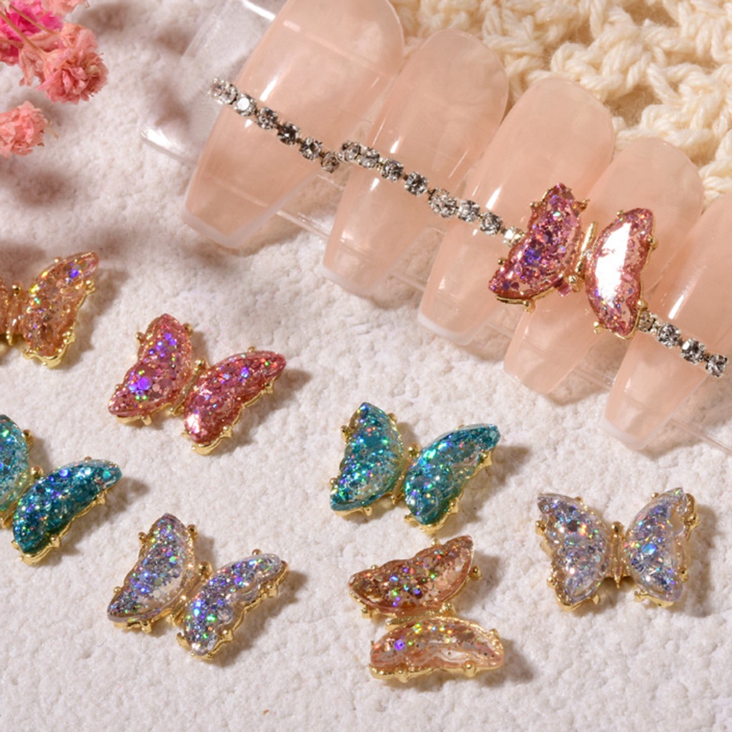 Miếng Dán Trang Trí Móng Tay Hình Bướm 3D Bằng Hợp Kim Sang Trọng Dành Cho Nữ