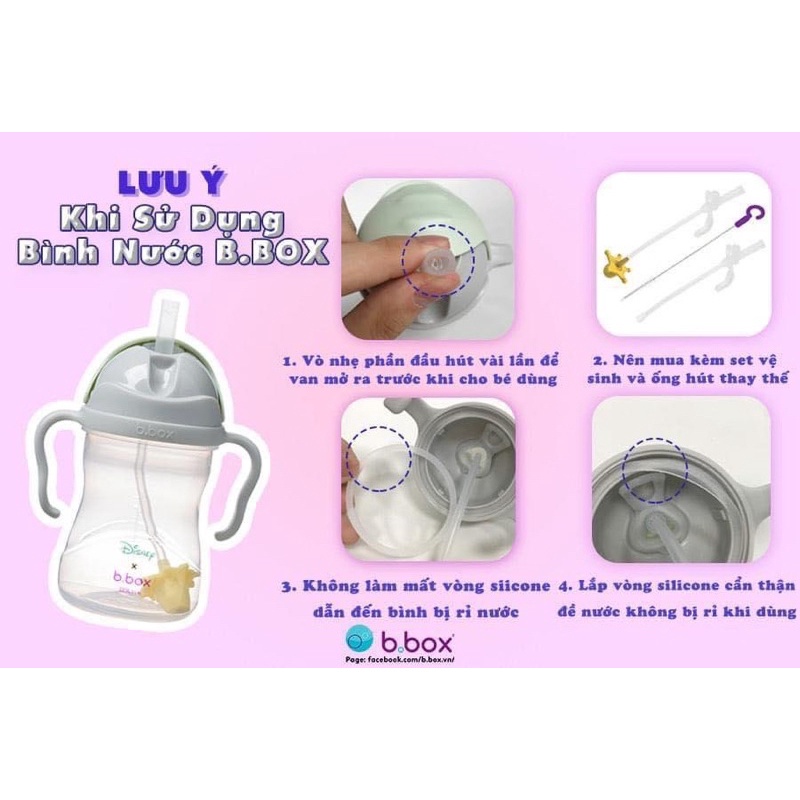 Bình nước B.BOX 360 độ cho bé tập uống nước đủ màu 240ml chống sặc, có tay cầm chống trơn - Her baby