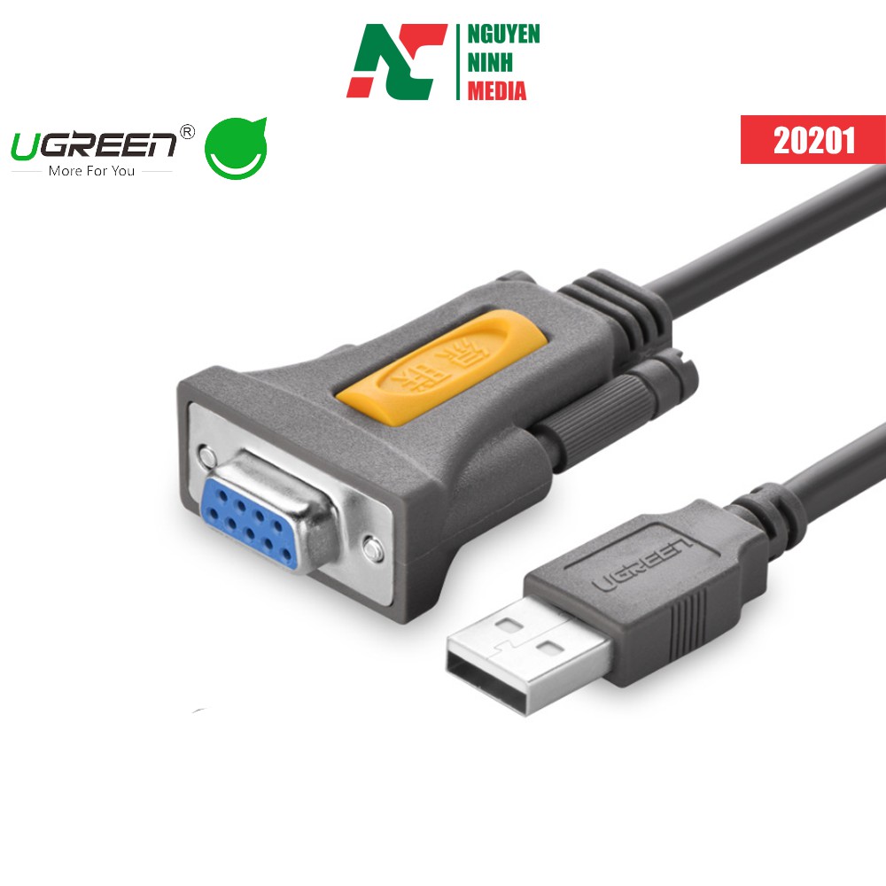 Cáp Chuyển Đổi USB to Com RS232 (Đầu âm) Ugreen 20201 (1.5m) - Hàng Chính Hãng