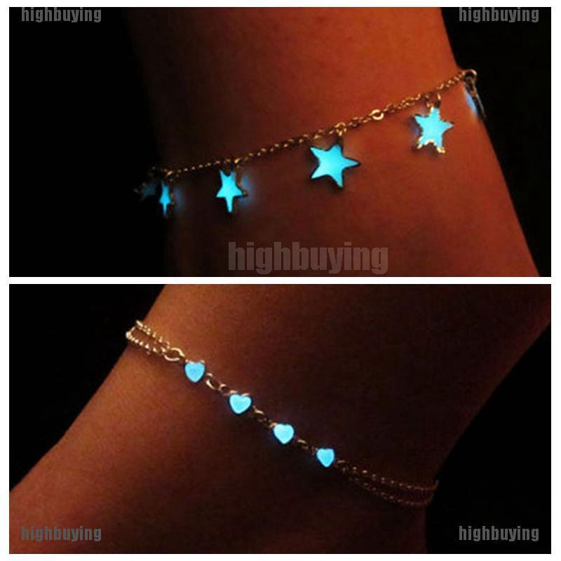 Vòng đeo chân thời trang bằng hợp kim phối mặt dạ quang đầy độc đáo