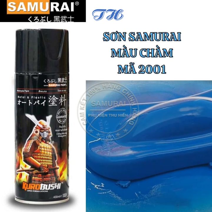 Sơn Xịt Samurai chuyên dùng cho xe máy màu chàm 2001 chống cháy, chống rạn nứt, vòi xịt chống chảy