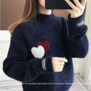 áo len tim nhung cổ 3 phân
