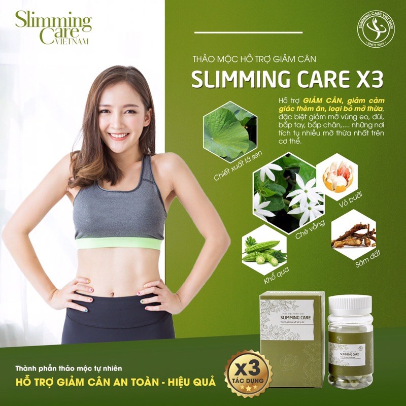 Slimming Care X3 giảm cân nhanh cấp tốc giảm béo Viên uống detox trà thảo mộc không phải thuốc giảm cân