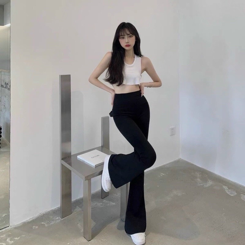 Quần thun ôm ống loe lưng cao HÀNG LOẠI 1 siêu hack dáng hot trend alohashop91