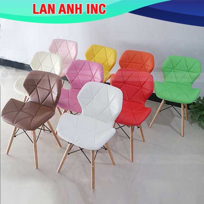 Ghế bàn ăn làm việc trang điểm eames cánh bướm bọc da chân gỗ lưng cao đẹp hiện đại LAG129