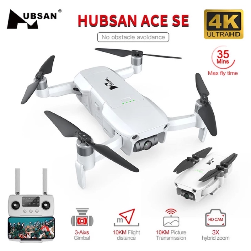 Flycam Hubsan ACE SE 10KM 4K Camera 3-trục 35 Phút