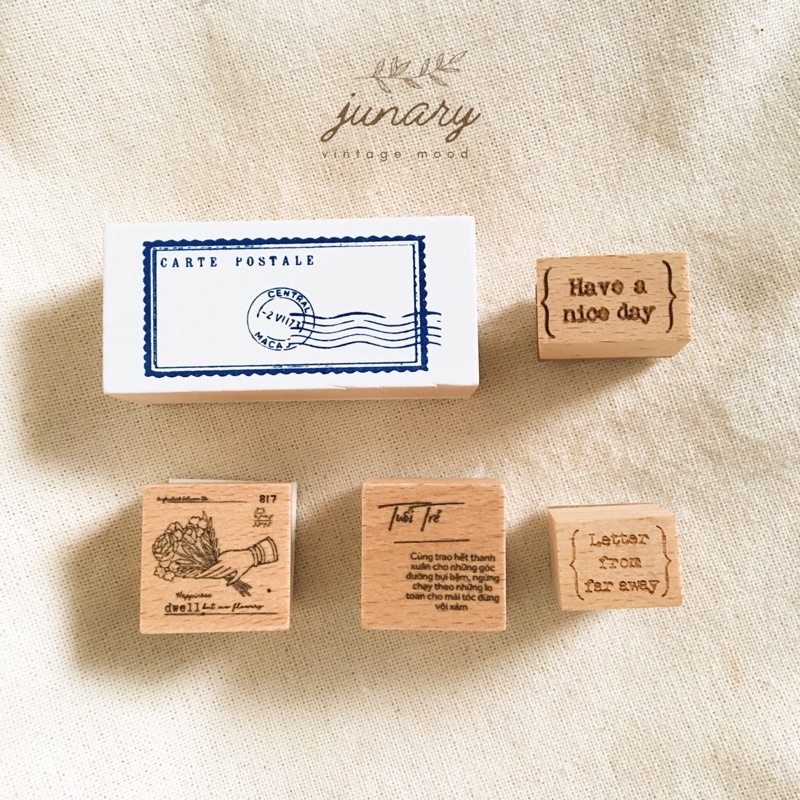 Junarystudio - Con dấu gỗ vintage nhiều mẫu