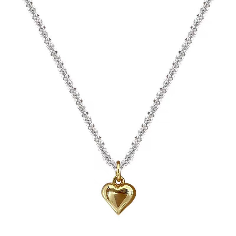 Vòng Cổ Choker Mặt Trái Tim Vàng Bạc Lấp Lánh Thanh Lịch Dành Cho Nữ