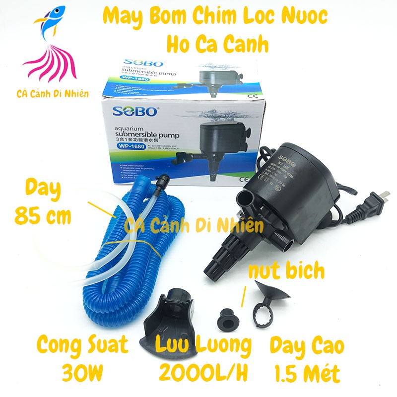 Máy bơm lọc nước hồ cá cảnh 30W SOBO WP-1680 máy bơm chìm bể cá sobo 1680