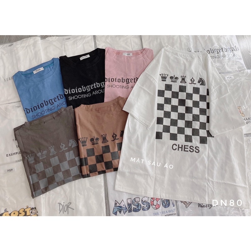 [Giá Huỷ Diệt] Áo cotton tay lỡ dáng rộng unisex bàn cờ