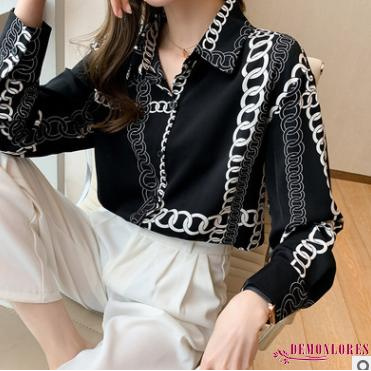 Áo Sơ Mi Nữ Tay Dài In Họa Tiết Thời Trang