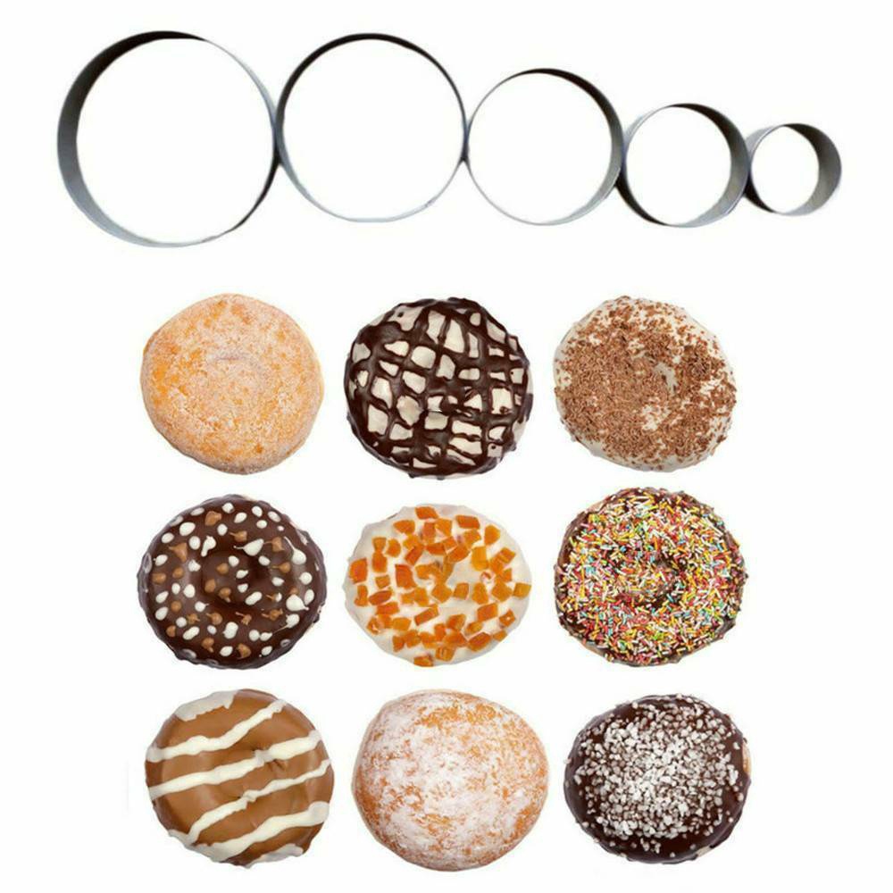 Bộ 5 Khuôn Làm Bánh Hình Tròn Mini Bằng Thép Không Gỉ