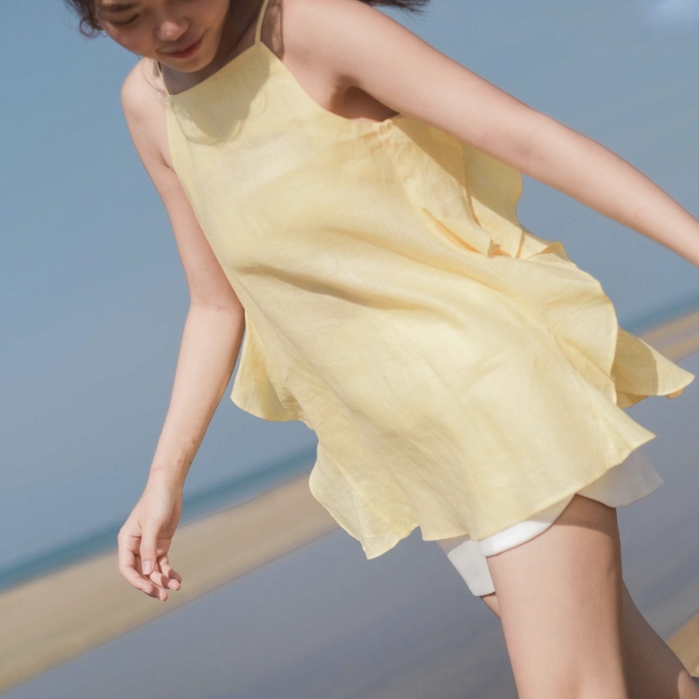 Áo 2 dây LINEN thiết kế bèo 2 bên thân áo - LA JOLLA TOP