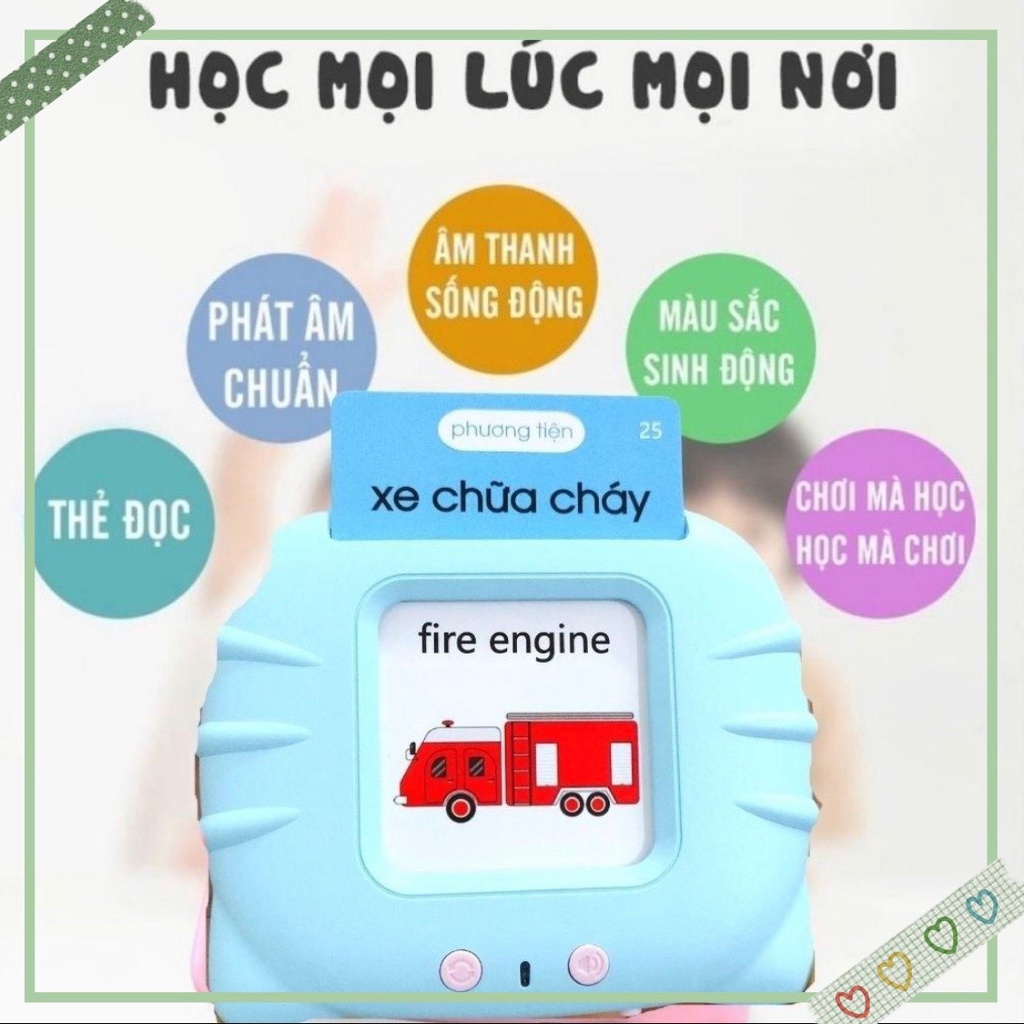 Combo mua máy học Tiếng anh tặng đèn Trung thu, Máy Đọc Thẻ Thông Minh Flashcard Tiếng Anh-Việt 224 