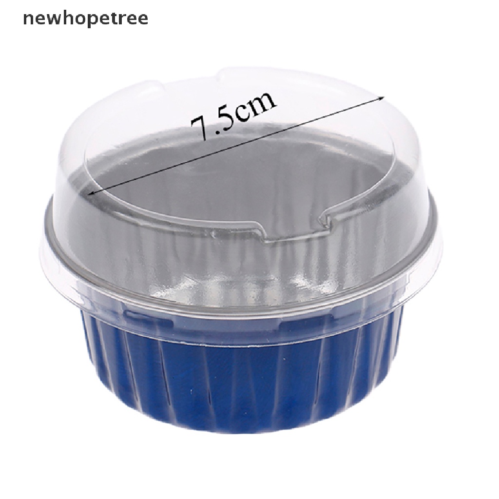 Set 10 Cốc Lá Nhôm 100ML Hình Tròn Có Nắp Đậy Đựng Bánh Cupcake