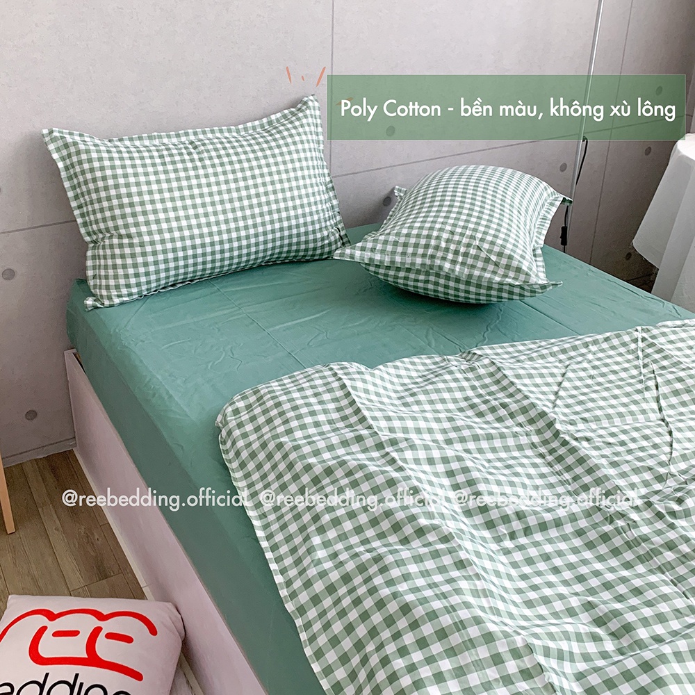 Bộ chăn ga và vỏ gối Poly cotton REE Bedding sọc caro nhiều màu