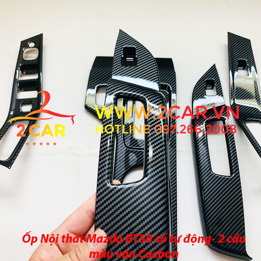 Ốp nội thất CARBON xe Mazda BT50 2013 - 2022 xe số tự động, bản 2 cầu chất liệu Nhựa vân Cacbon