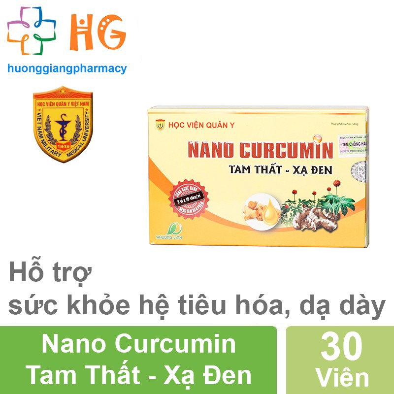 Nano Curcumin Tam Thất Xạ Đen Học viện Quân Y ( Hộp 30 Viên )