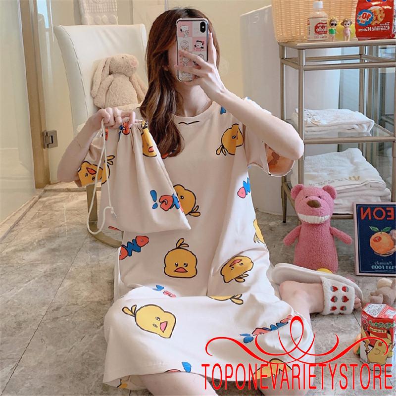 Đầm Ngủ Ngắn Tay In Họa Tiết Dễ Thương Cho Nữ | BigBuy360 - bigbuy360.vn