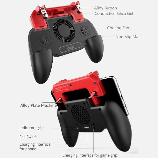 Ipega Tay Cầm Chơi Game PUBG Cho Điện Thoại IOS Android Kèm Quạt Tản Nhiệt