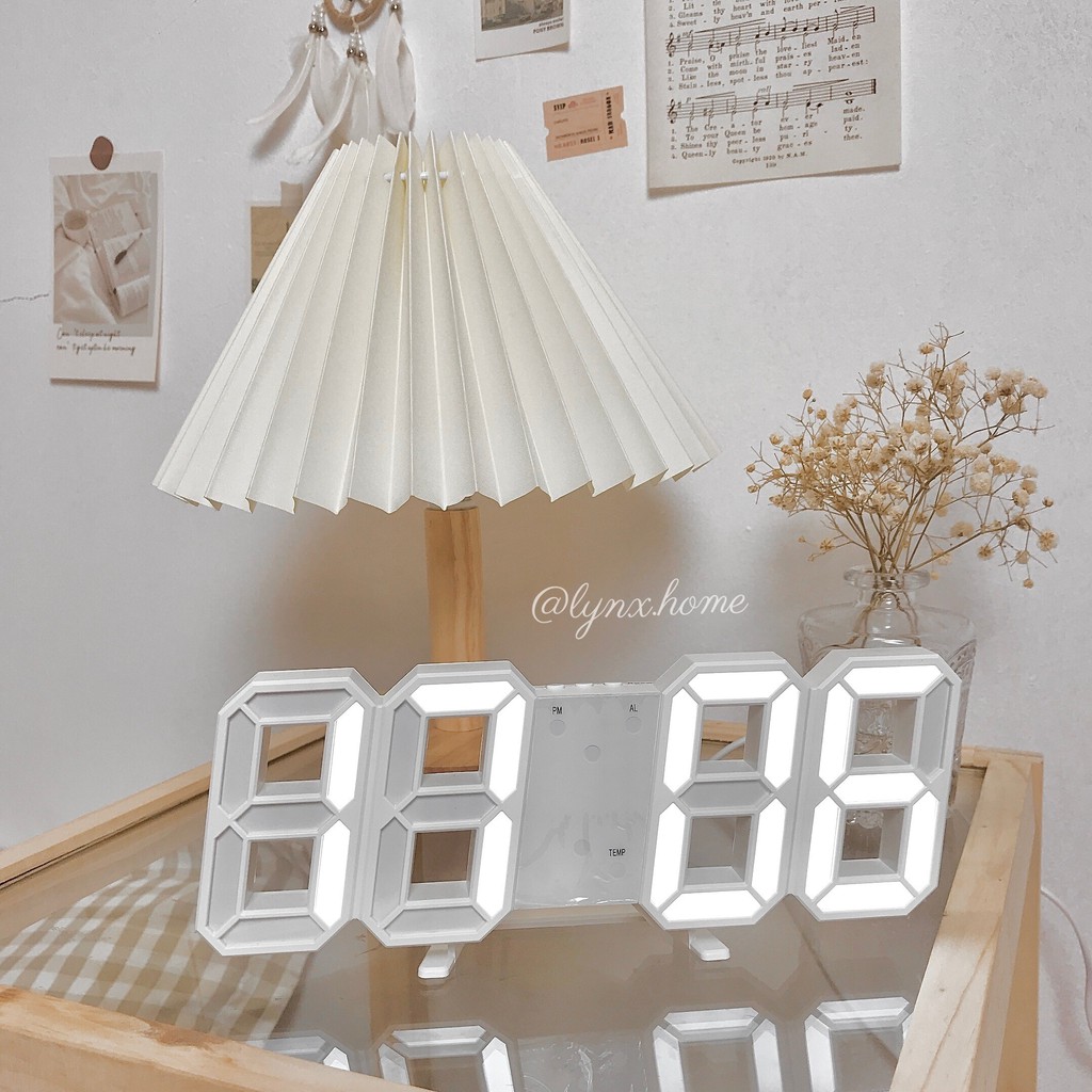 Đồng hồ đèn LED 3D/ Đen ngủ Lynx Home phong cách Hàn Quốc