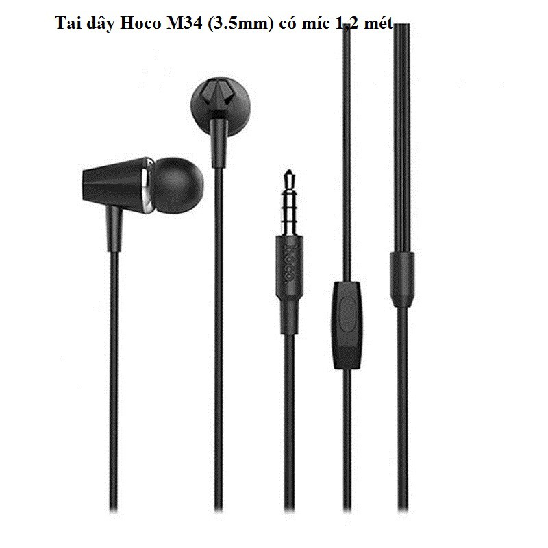 Tai Nghe, Tai Nghe 3.5mm HOCO M34 | CÁCH ÂM SIÊU ĐỈNH | BASS CỰC CHẤT - NGHE LÀ MÊ | 17002