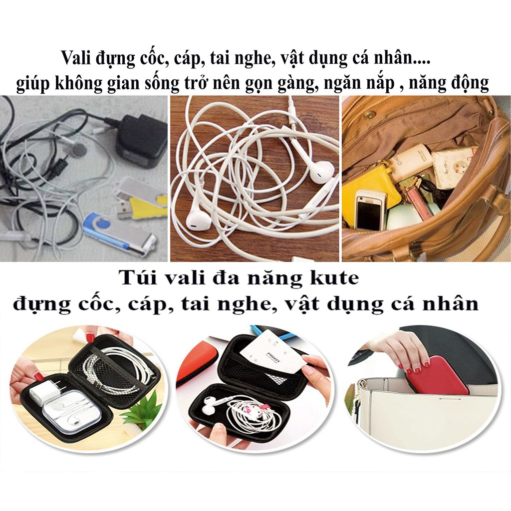 Hộp Đựng Cáp Sạc Tai Nghe Hình Phụ Kiện Đa Năng LOẠI TO Pin dự phòng điện thoại