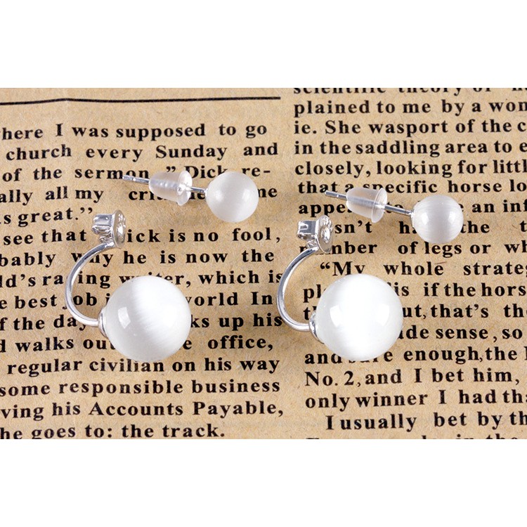 Bông tai nữ BT04 kiểu dáng 2 hạt ngọc trai nhân tạo 6mm và10mm, khuyên tai nữ thiết kế thời trang hàn quốc