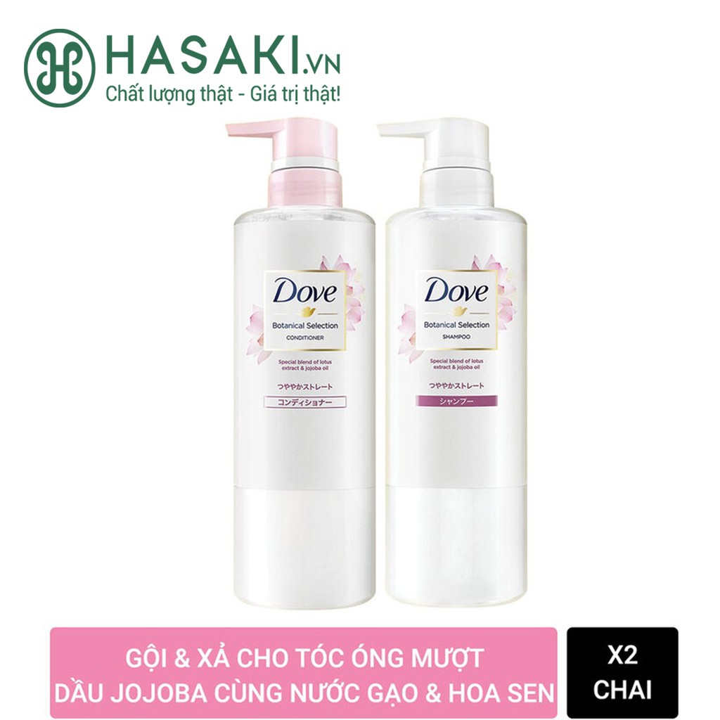 Bộ Gội Xả Dove Bóng Mượt Từ Hoa Sen Và Dầu Jojoba 500gx2 Jojoba Botanical Selection