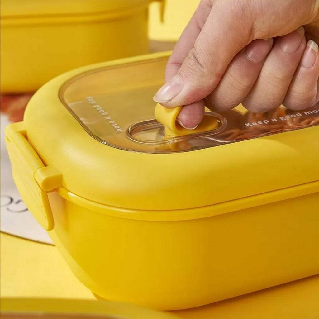 Hộp Đựng Cơm 2 Ngăn Hình Vịt Vàng Cute Ruột Inox Vệ Sinh - Dumi Shop