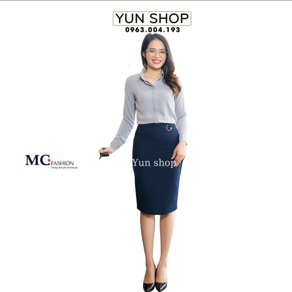 Áo Sơ Mi Nữ  cao Cấp,Áo sơ Mi Nữ Thời Trang Công Sở đẹp, Áo Kiểu Dài Tay Trơn Màu Xám Chuẩn Hãng Mc Fashion A686