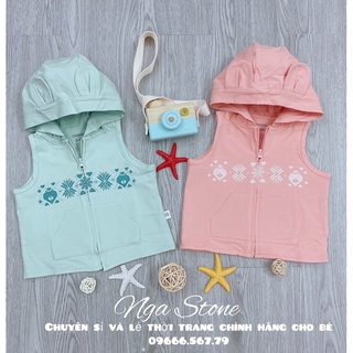 Áo gile có mũ snow xanh và snow hồng cho bé từ 3-6m đến 24-36m