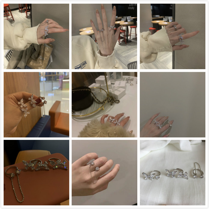 Nhẫn hở hình bướm đính đá thời trang Hàn Quốc