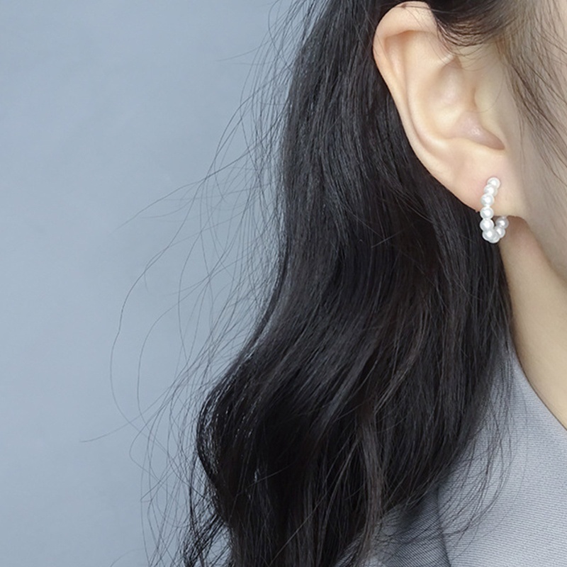 Khuyên Tai Hình Tròn Lớn Đính Ngọc Trai Giả Thanh Lịch Dành Cho Nữ