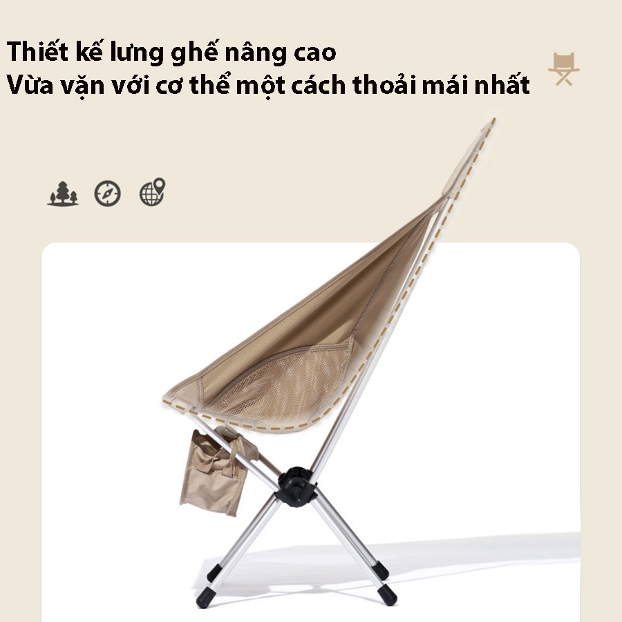 Ghế gấp thương hiệu Mobi Garden cao cấp vải oxford gia cố 600D chống mài mòn và chống rách chịu tải 100kh