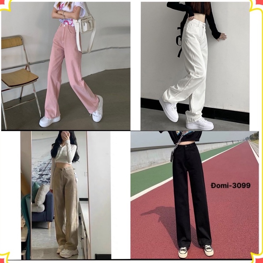 Quần jean trắng ống suông, quần jean kaki đen ống đứng 4 siêu hot màu đen/ màu be/ màu hồng nhạt/ màu trắng