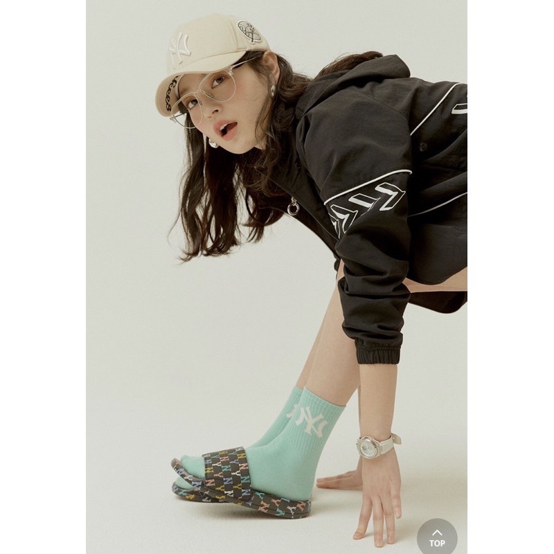 DÉP MLB KOREA NEW MOUND MONOGRAM TRẮNG ĐEN - DÉP QUAI NGANG AUTHENTIC - FULLBOX CÓ ĐẦY ĐỦ TEM TAG