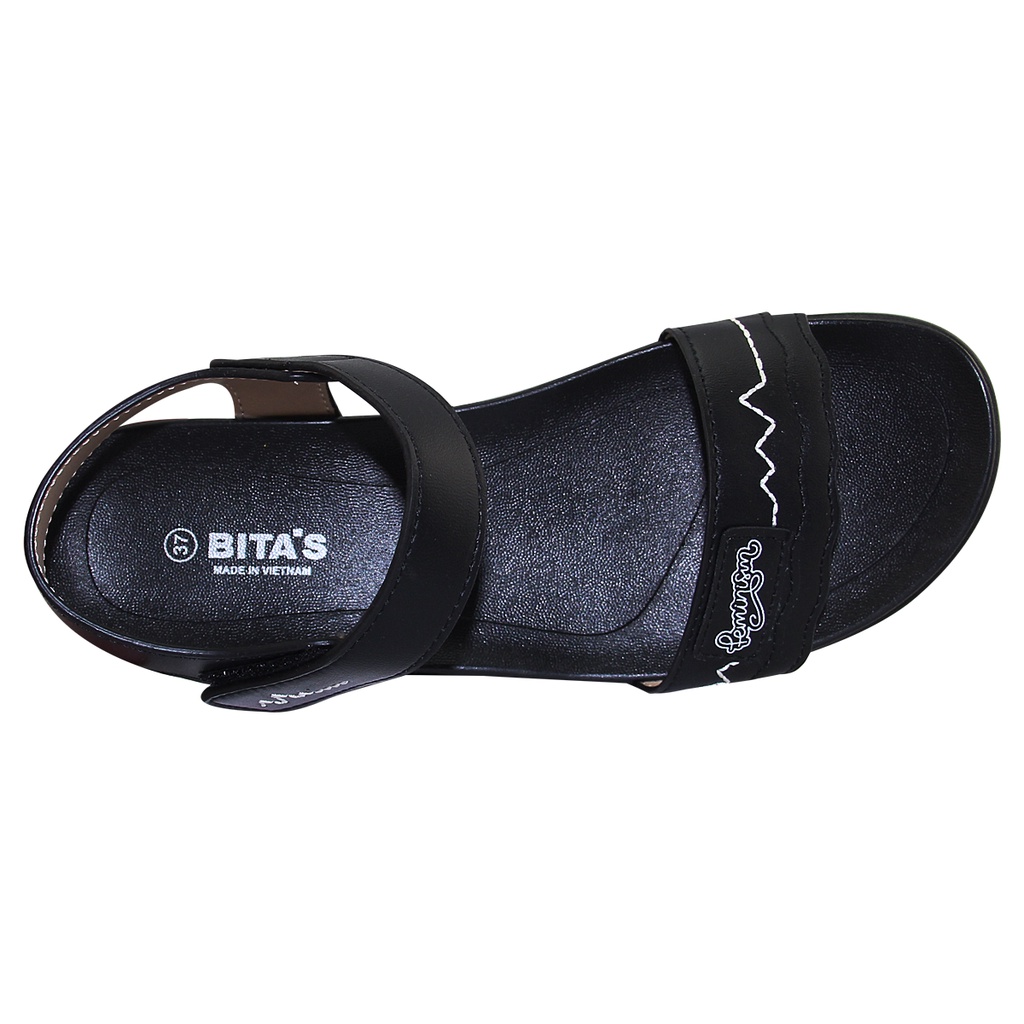 Sandal đế bằng nữ Bita's SYN.243 (Đen + Kem + Trắng)