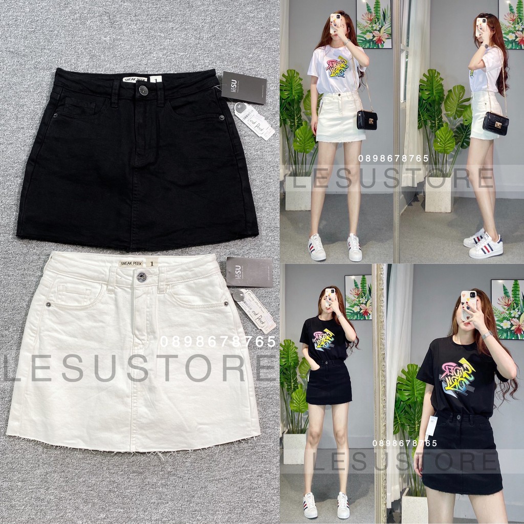 ẢNH TỰ CHỤP Short váy jeans trơn