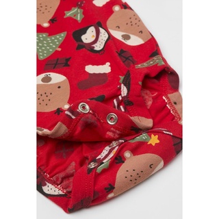 Bộ đồ body đỏ noel bé trai HM Auth size 2-4m