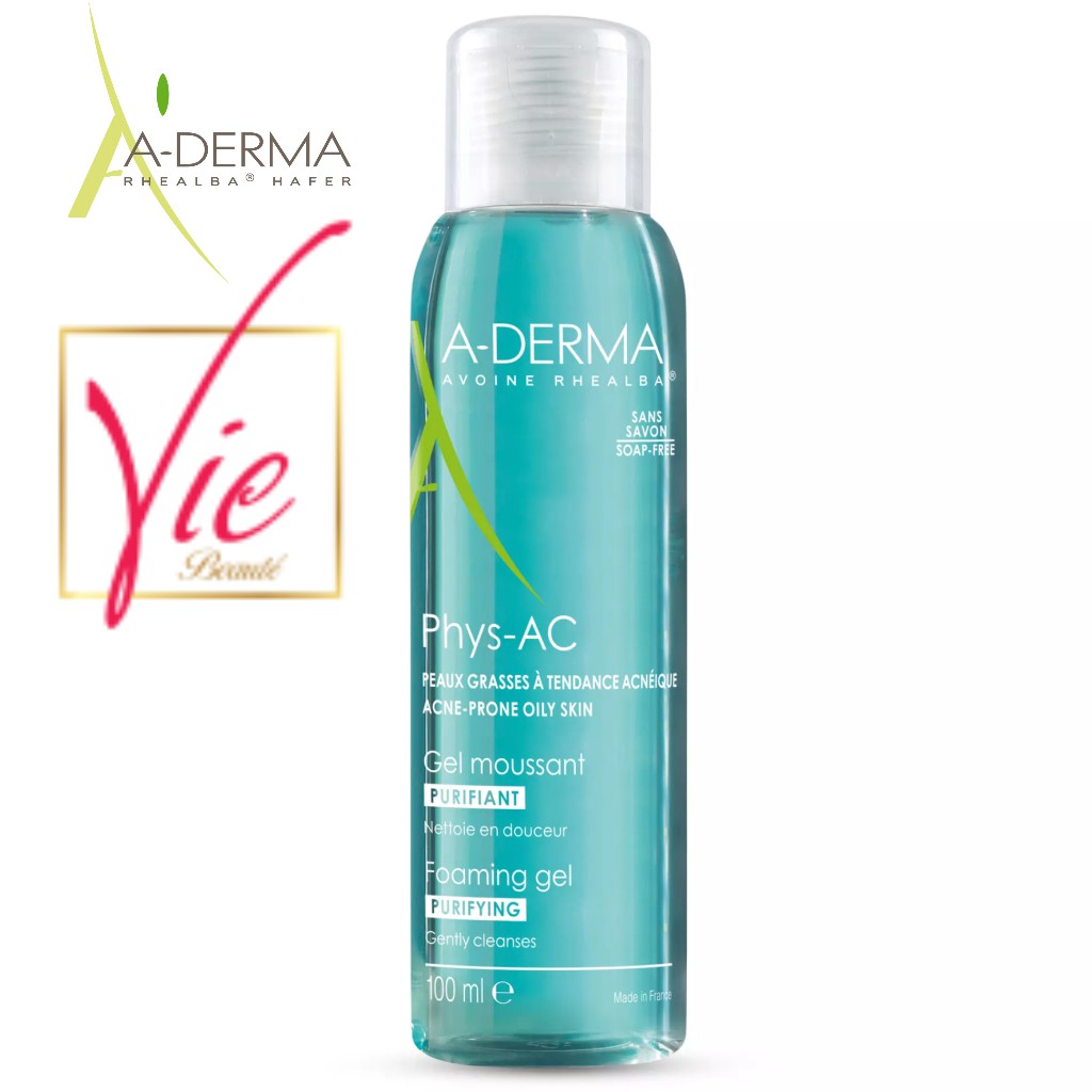 Sữa Rửa Mặt A-DERMA Phys-AC Purifying Foaming Gel cho da dầu mụn, nhạy cảm 100ml