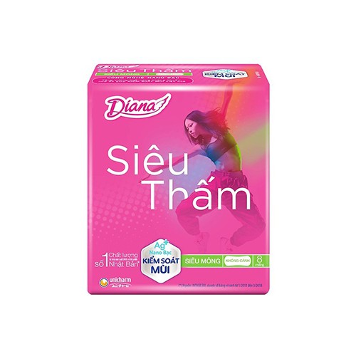 Bộ 2 Gói Băng Vệ Sinh Diana Siêu Thấm Siêu Mỏng Gói 8M